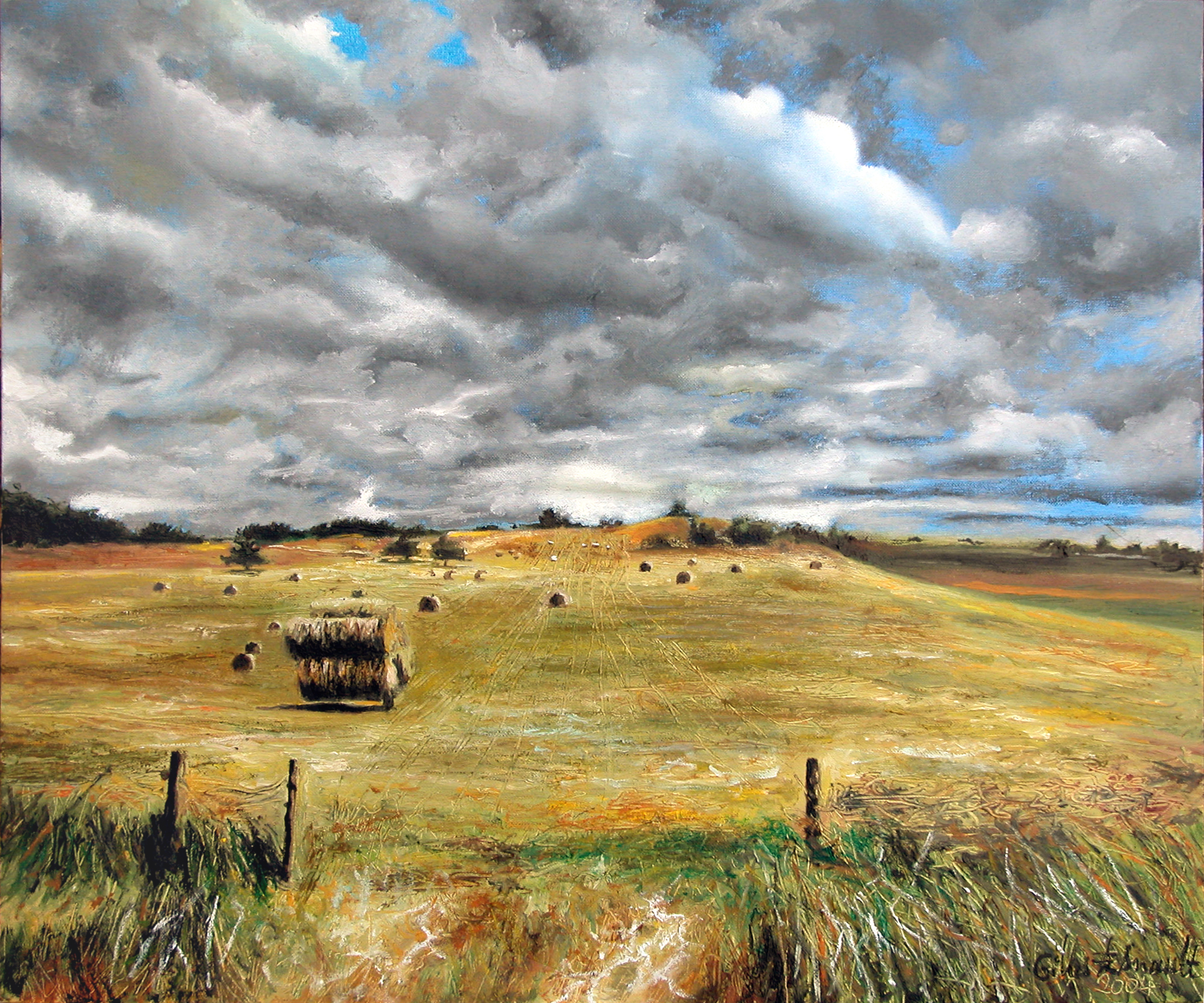 Moissons dans le Vexin — Gilles Paul Esnault — 55 × 46 cm